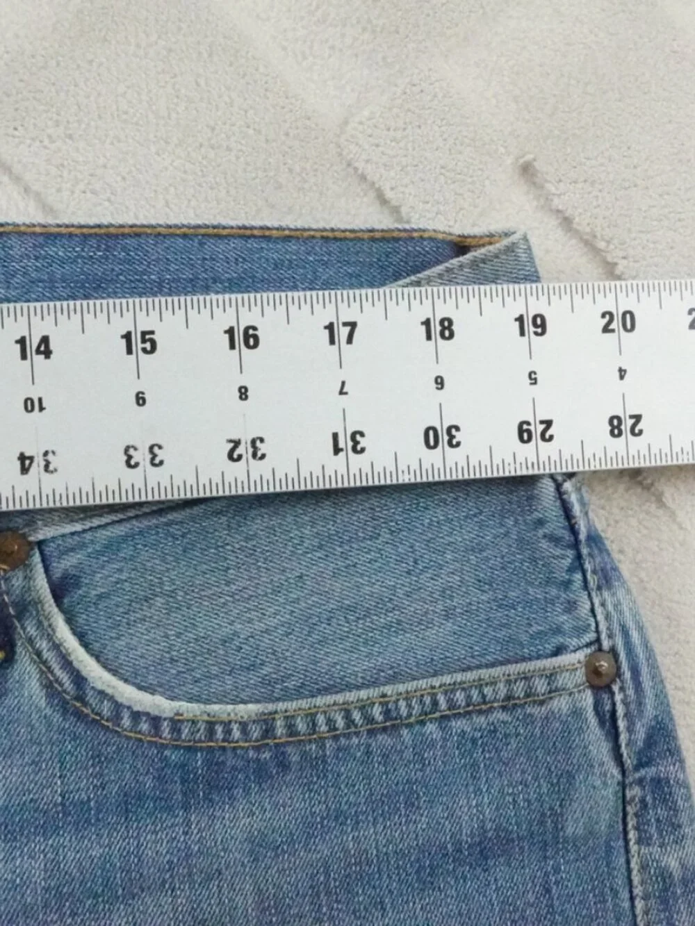 Polo Ralph Lauren Vintage Straight Leg Jean Mens 36x30 Light Wash STARCHED